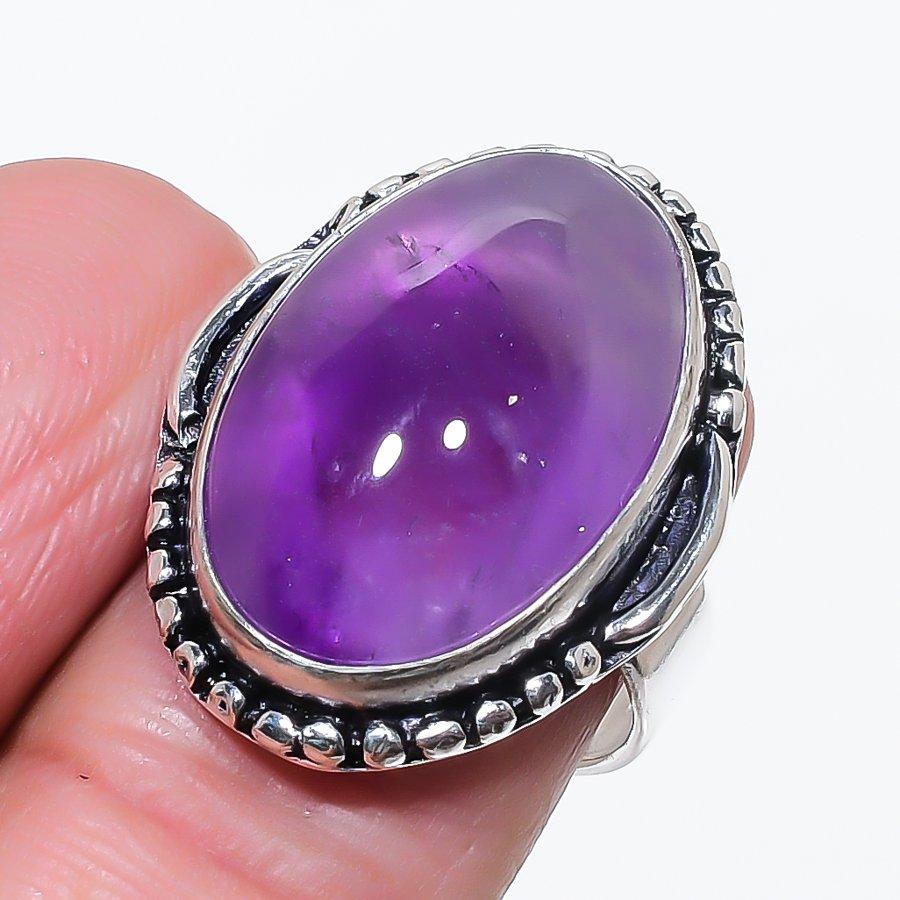

Натуральный Аметист Шалфея Драгоценный камень Ювелирное изделие Серебро 925 пробы Кольцо Размер 6.5 U1p55