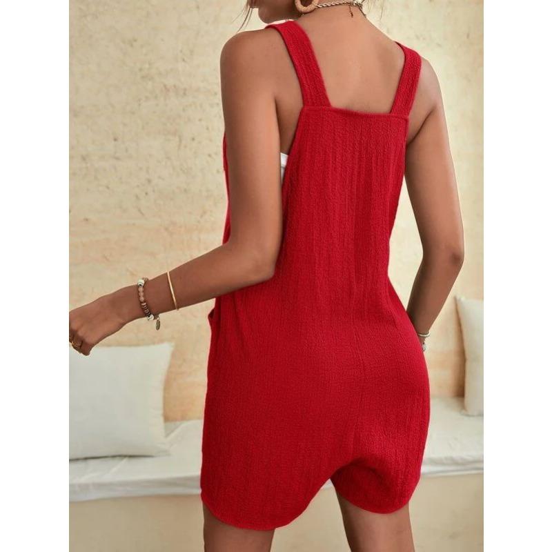 Women's Style, Light Green, Jumpsuit, Adjustable Shoulder Straps, Double Pockets, Summer, Casual, Sleeveless, Jumpsuit