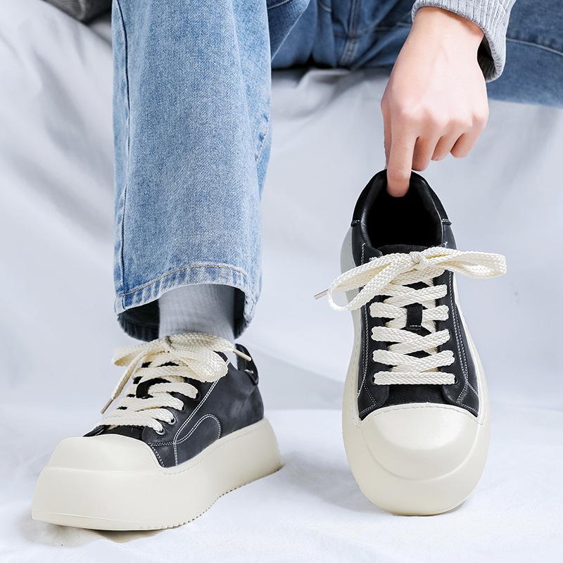 Casual board shoes men's big head derby shoes black sports little white shoes thick sole heightening shoes 66678-R