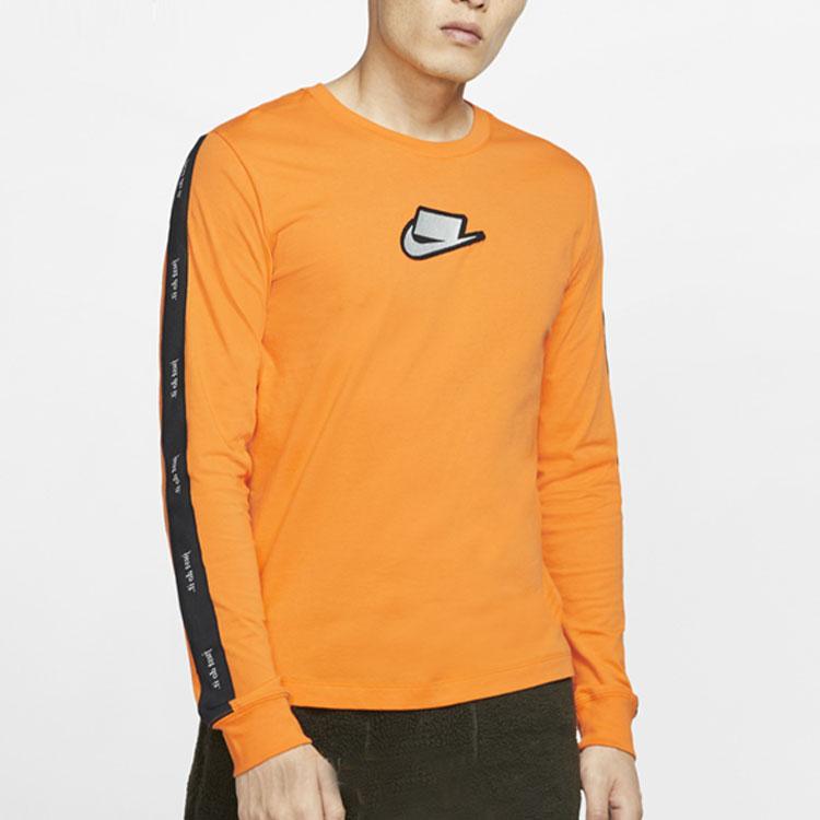 Nike Long-Sleeve Crew Neck Sweatshirt with Logo Print Men Tops Yellow CI6215-886