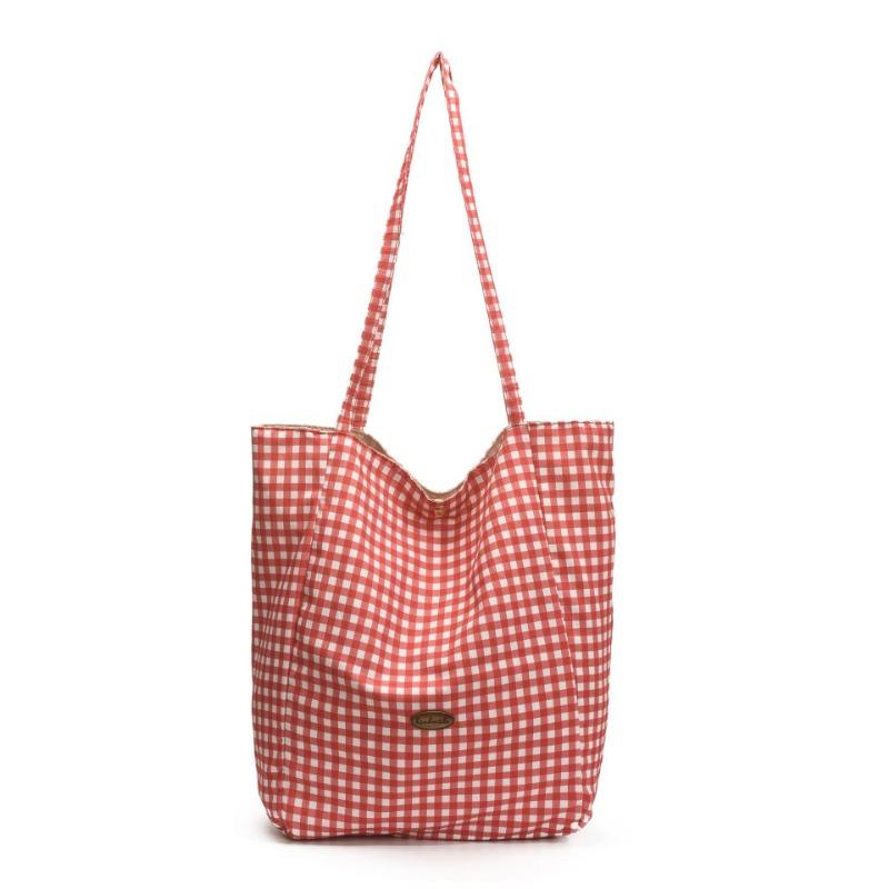 Karierte Canvas-Tasche Lazy Style neue Tasche mit großer Kapazität Damen Freizeit College-Student Tragetasche
