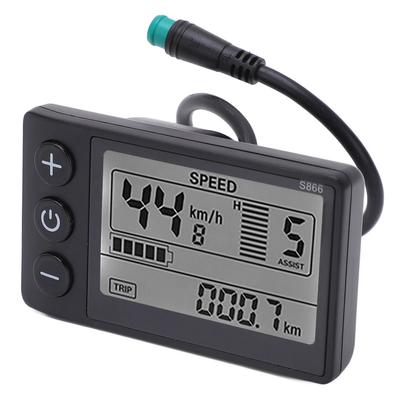 24V 36V 48V elcykel S866 LCD-skärmsmätare Kontrollpanel med vattentät/SM-kontakt E-cykeldelar