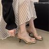 Summer High Heel Slide Sandals With Pu Upper For Elegant Womens Fashion