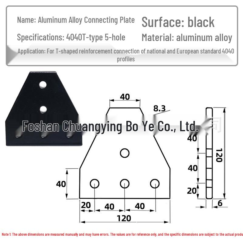 T-slot Aluminum 5-Hole 2020/3030/4040/4545 Triangle Connector Plate