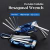 8-in-1 Folding Hexagonal Wrench CR-V Material Multi-Functional Folding Ring Wrench For Cycling/Work Portable Hand Tool Set
