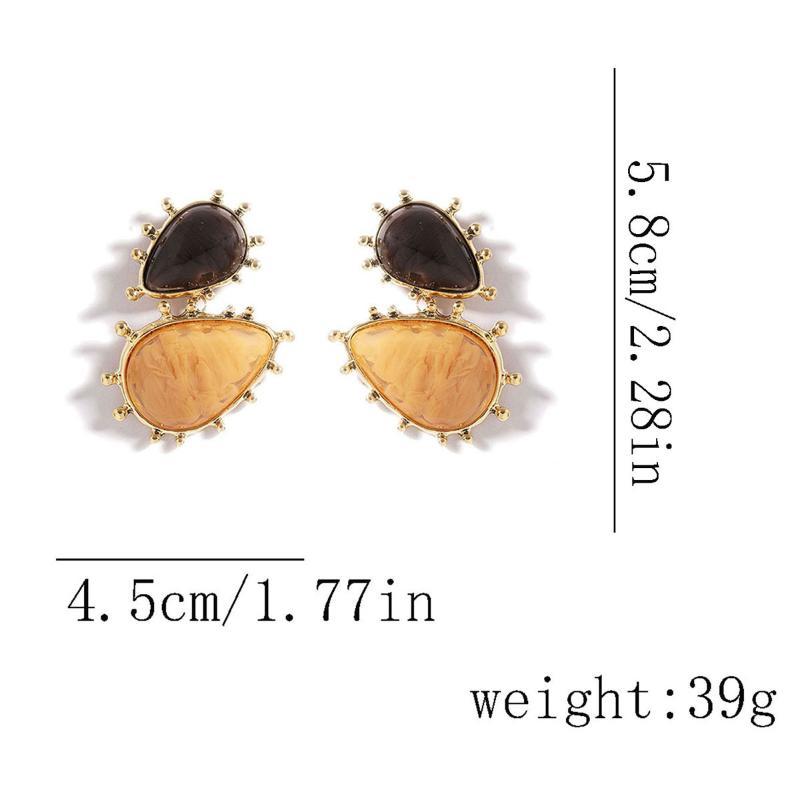 Vintage Resin Dangle Earrings Resin Alloy Irregular Shape Geometric Earrings Sweet Elegant Drop Earrings