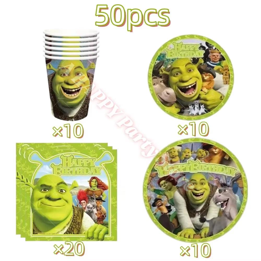 Monster Shrek Birthday Party Decoration Prince Donkey Green Princess Balloons Cup Plate For Kids Baby Shower Party Favor Gifts