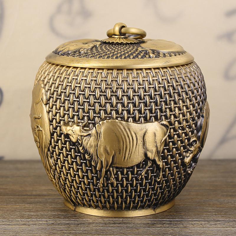 Messing Wuniu Teedose reines Kupfer Handwerksschmuck Teegeschirr Teezeremonie Kupferwaren Geschäftsgeschenk