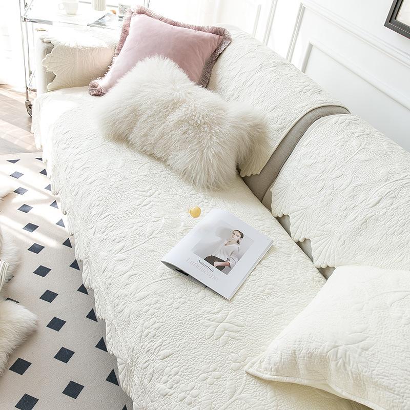 Fabric Non-slip Cotton Cushion Sofa Cover Cover Towel American-style Solid Color Sofa Cushion All Seasons Universal Cotton