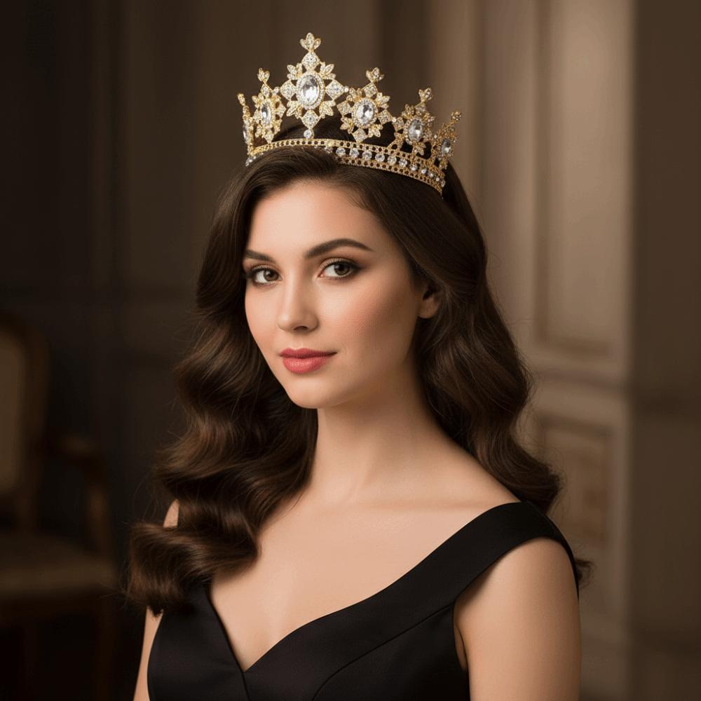 Elegant Vintage Tiara Crowns Luxury Crystal Rhinestone Crown  Bride Accessories
