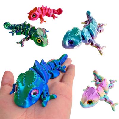 3D tištěný kloubový model chameleona s pohyblivými klouby, flexibilní chameleonová fidget hračka pro úlevu od stresu, dekorace na stůl do domácí kanceláře