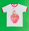 T-shirt Ringer Bianca e Rossa Vintage con Fragole e Panna
