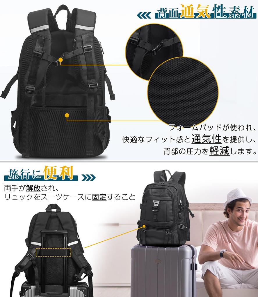 Backpack for Business Disaster Prevention Backpack Sponge Reduces Waterproof PC Large Storage USB Charging Business Trips [AISFA] Men, Backpack, [2024