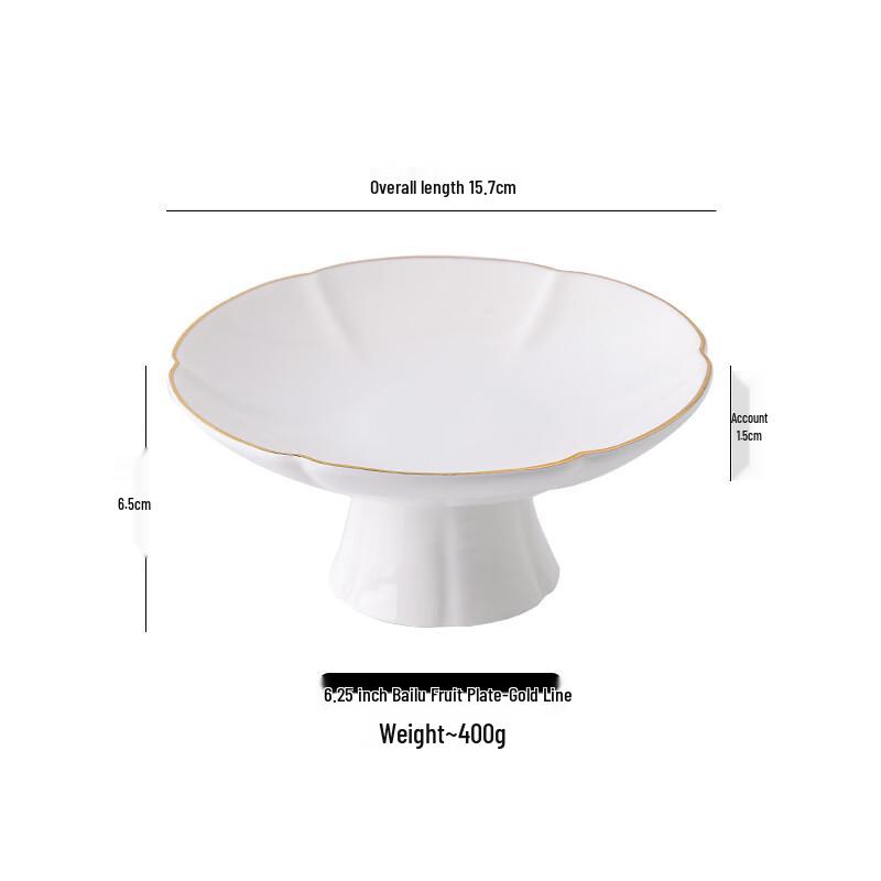 Retro Chinese Ceramic High-Footed Snack Plate