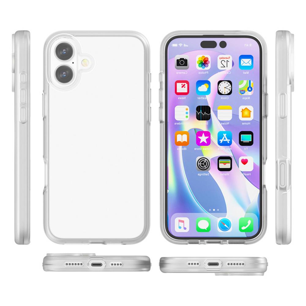 For iPhone 16 Case TPU+PC Matte Translucent Phone Back Cover