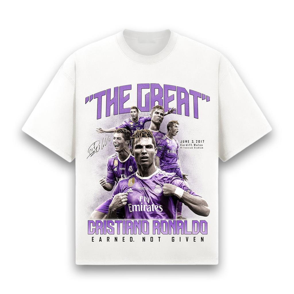 Cristiano Ronaldo Printed T-shirt Oversize Y2k Men Women Short Sleeve T-shirt Cotton Heavyweight High Quality Female Male Clothing