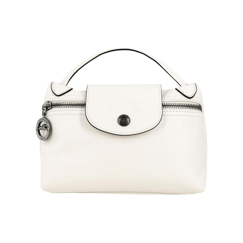 Longchamp Le Pliage Fashion Trend Snap Button Zipper Closure Leather Mahjong Shoulder Crossbody Bag Women bags Off-white 10188987037