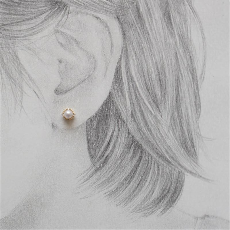 925 Sterling sSilver Palace Style Vintage Pearl Stud Earrings Women Classic Fashion Mother's Day Jewelry Accessories Gift