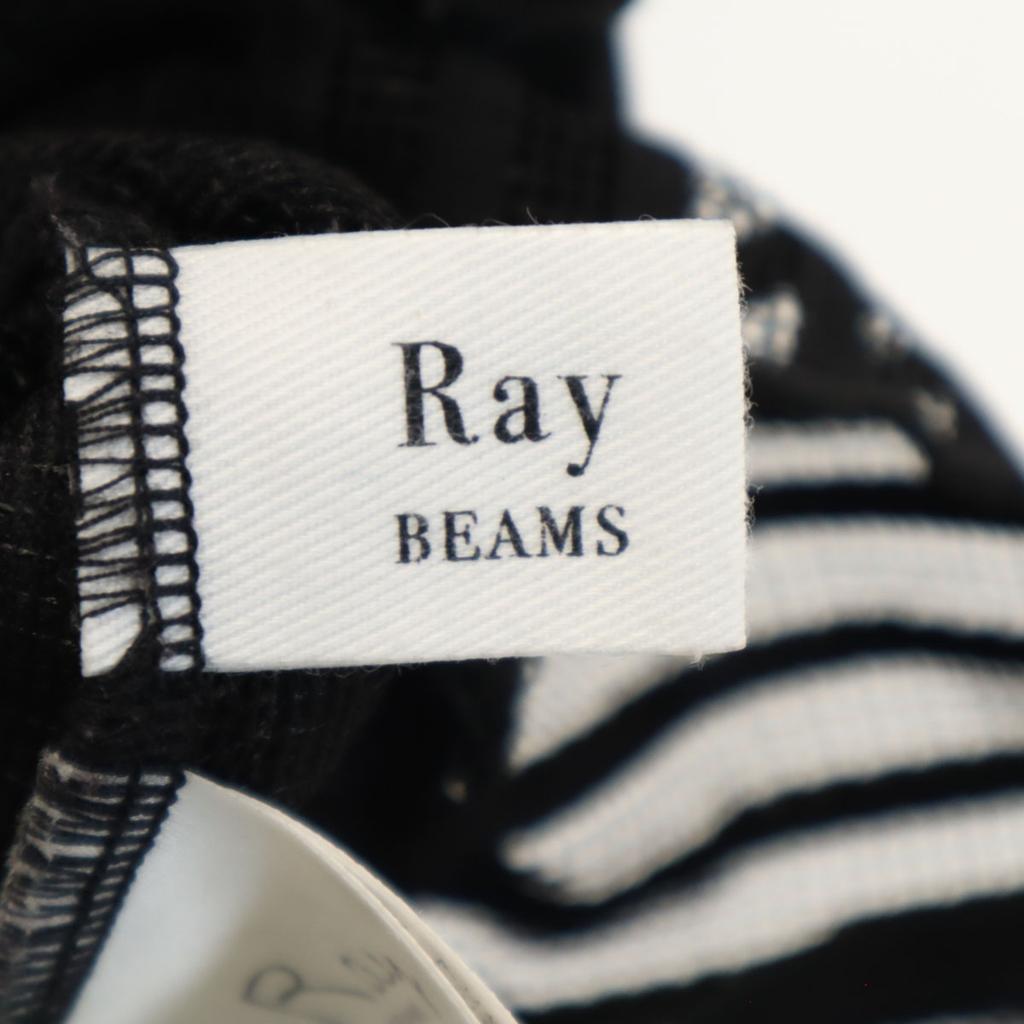 Ray Beams Striped Pattern Short Sleeve Mesh Gathered Camisole Black Women Used