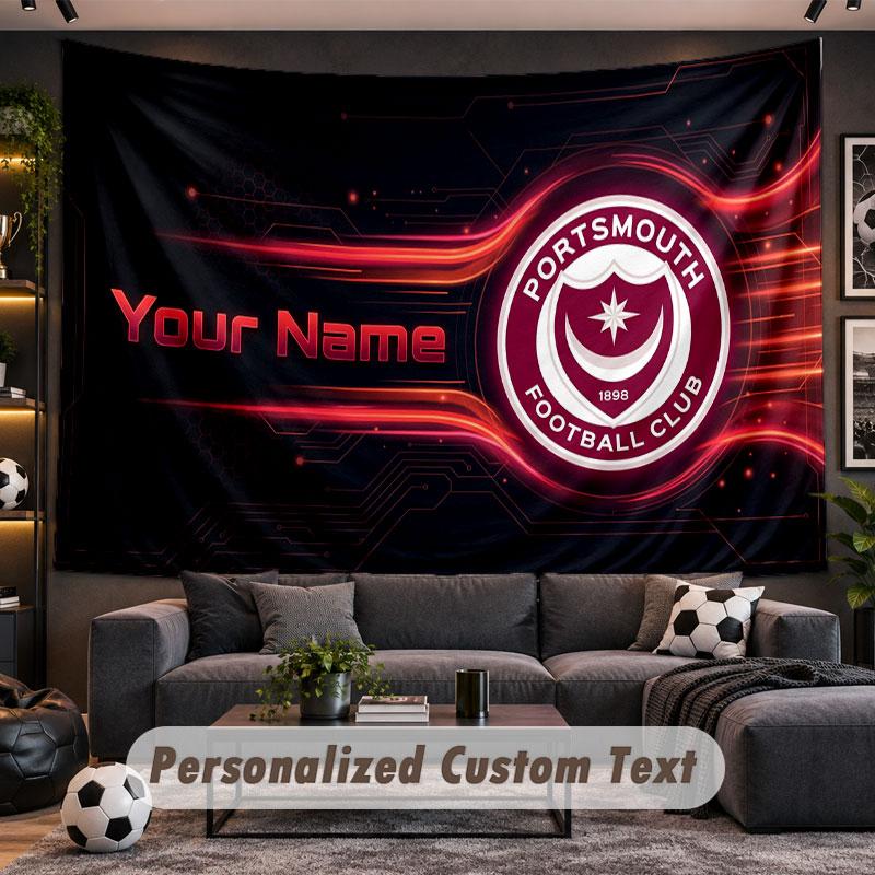 Wall Hanging Tapestry Custom NamePortsmouth FC Pattern Personalized Printed Fabric Wall Decor