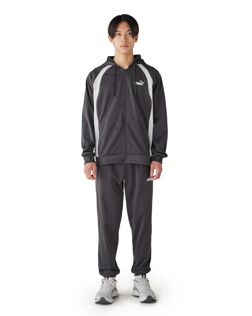 Puma Casual Sports Suit Hooded Polyester 2025 Dusky Gray Men's Set, Tricot-Lined Jersey, 691021, Fall/Winter Color (44)