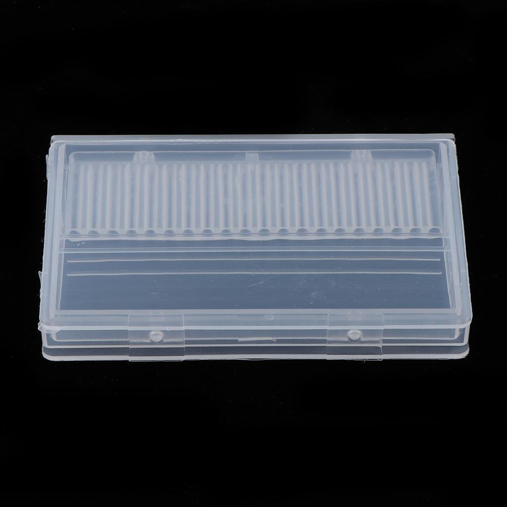 Holder Case, 20 Holes Manicure Drill Display Box Organizer, Clear Plastic Nail