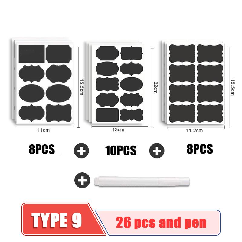 50pcs/sets Jars Labels Erasable Chalkboard Labels Waterproof Spice Sticker Craft Kitchen Blackboard Sticker Bottles Tag With Pen