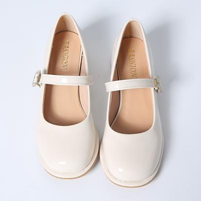 Fashion 2024 Spring and Autumn New Fashionable Outerwear Bright Leather Surface Large Size Mary Jane Single Shoes High Heels Women