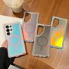 Gradient Laser Armor Airbag Anti-fall for MagSafe Case for Samsung S26 Ultra S25 S24 Plus Wireless Charge Ott-Box Clear Cover