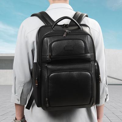 Genuine Leather Men's Shoulder-top Layer Cowhide Computer Bag Large Capacity Bag Premium Business Backpack