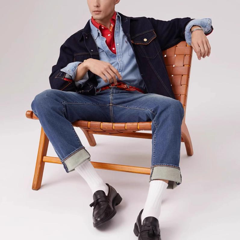 Levis SS25 New Year Limited Edition Double Pocket Design Button Closure Denim Jacket Men Jackets Dark-Blue 003ZN-0000