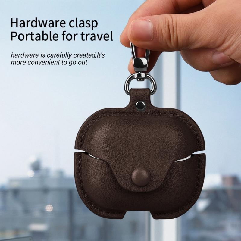 Upgrades Leather Clip Case with Carabiner Elegant Protective Leather Case Earbud Storage Case for Earbud Buds 3/3 