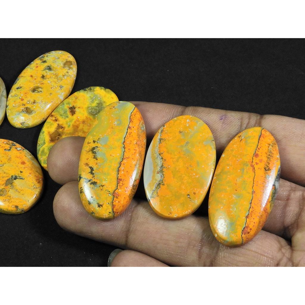 31-40MM Natural Bumble Bee Jasper Oval Cabochon Loose Gemstone 07Pcs Lot C-99
