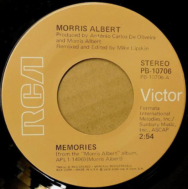 

7inch Record MORRIS ALBERT - Memories PB10706 RCA Victor 1976 US Pop Used