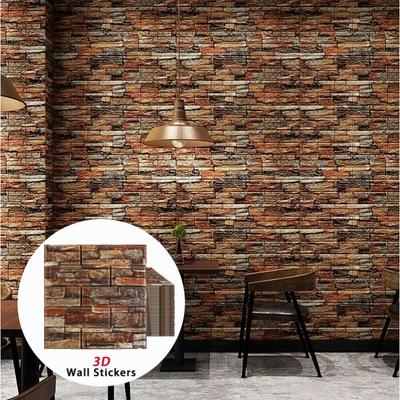 Retro Color 3D Brick Patterned Wallpaper Self-adhesive Waterproof 38.5X35cm Bedroom Wall Sticker