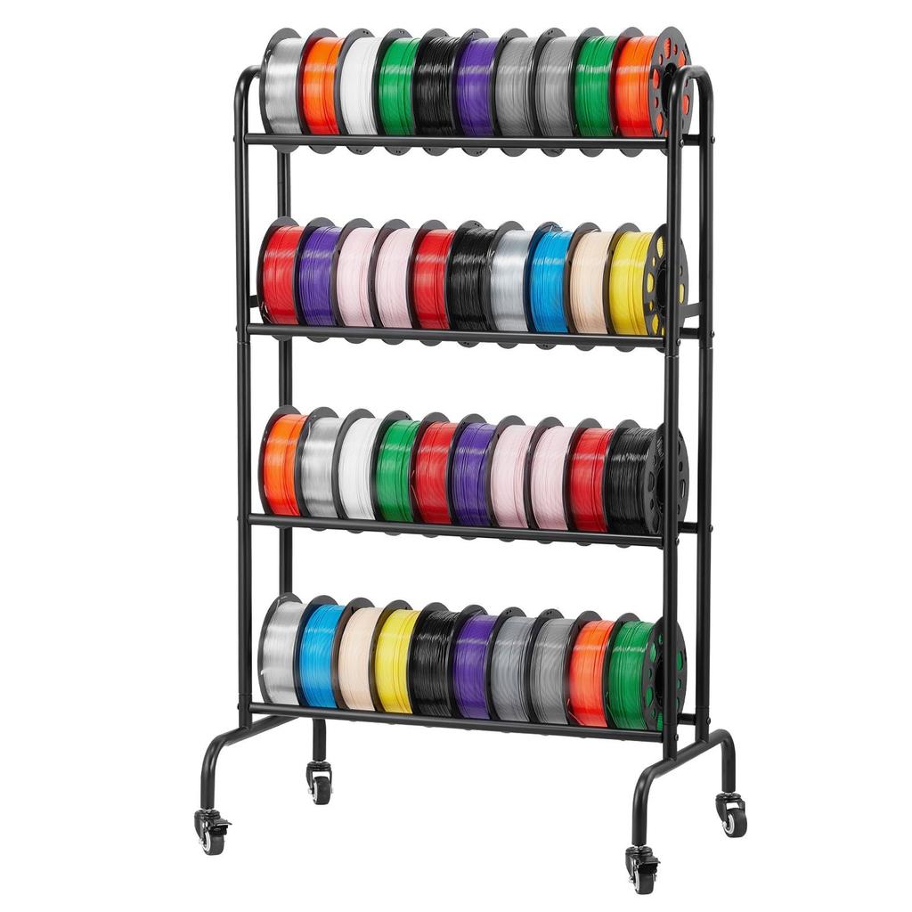 3D Printer Filament Storage Rack, 4 Tier Heavy Duty Storage Shelf, Rolling Filament Spool Holders Racks with Wheels, Filaments Organzied for 3D