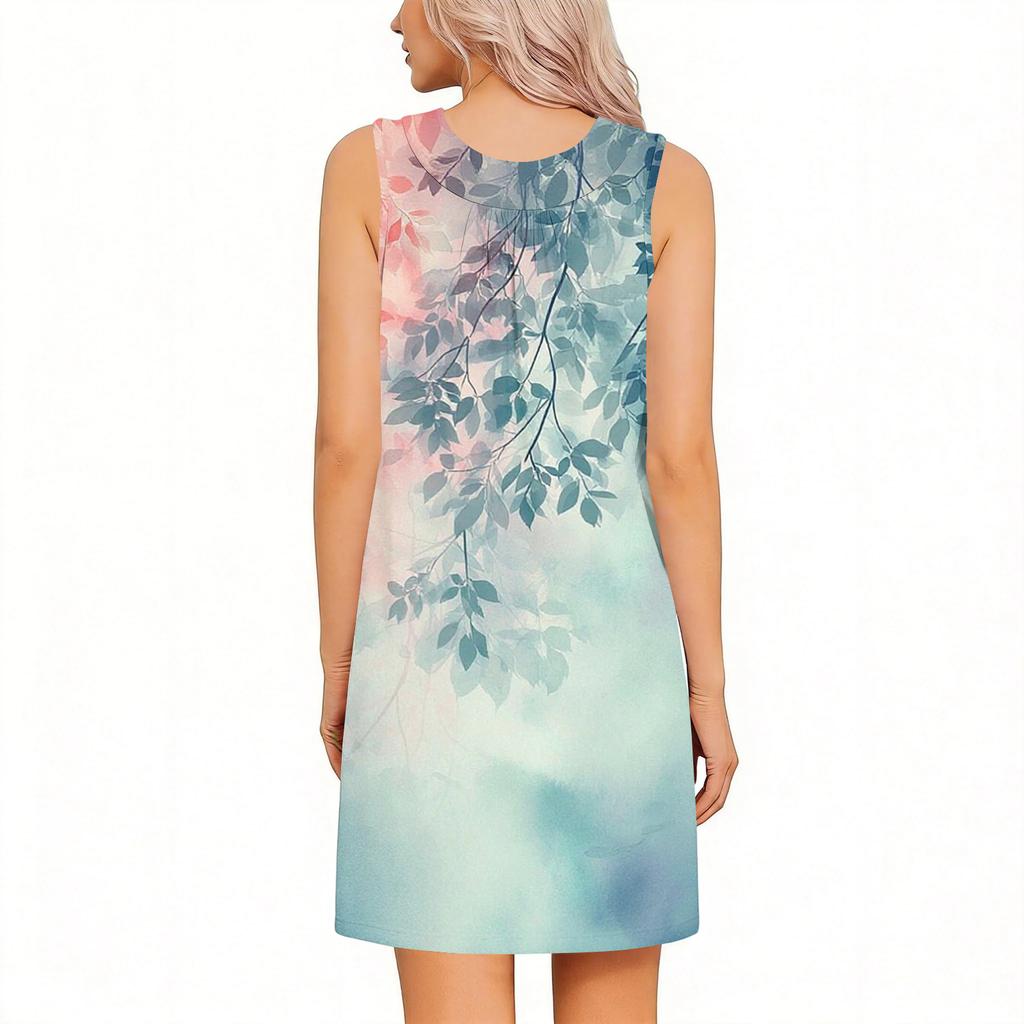Sleeveless Floral Print Dress for Women with Tear Away Design Suitable for Post Shoulder Surgery Recovery Casual Loose Fit