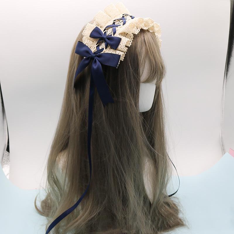 Lovely Bowknot Sweet Hair Hoop Anime Maid Cosplay Headband Lolita Lace Flower Headwear Accessory Hand Made