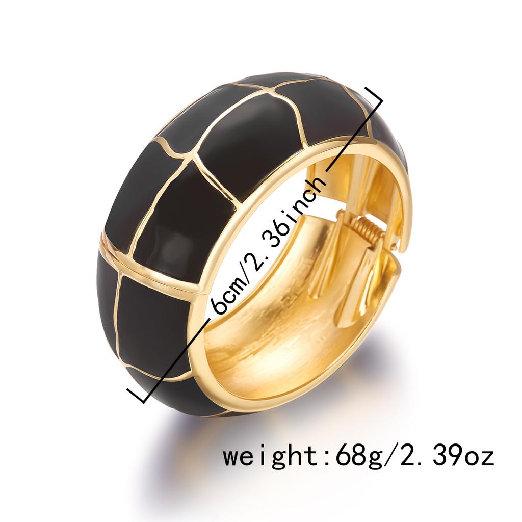 Hiphop Vintage Enamel Bangles for Women Classic Irregular Geometic Black Gold Color Chunky Bracelets Vacation Stacked Jewelry Gi