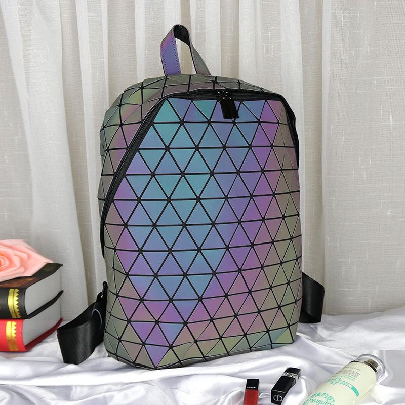 Fashion Backpack Geometric Rhombus Inverted Triangle Symphony Mountaineering Bag Triangle Piece Rhombus Color Changing Luminous Backpack