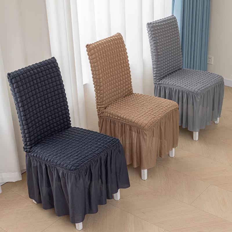 Thickened Three-dimensional Seersucker Chair Cover Lace Skirt Household Universal Full Package Elastic One-piece Dining
