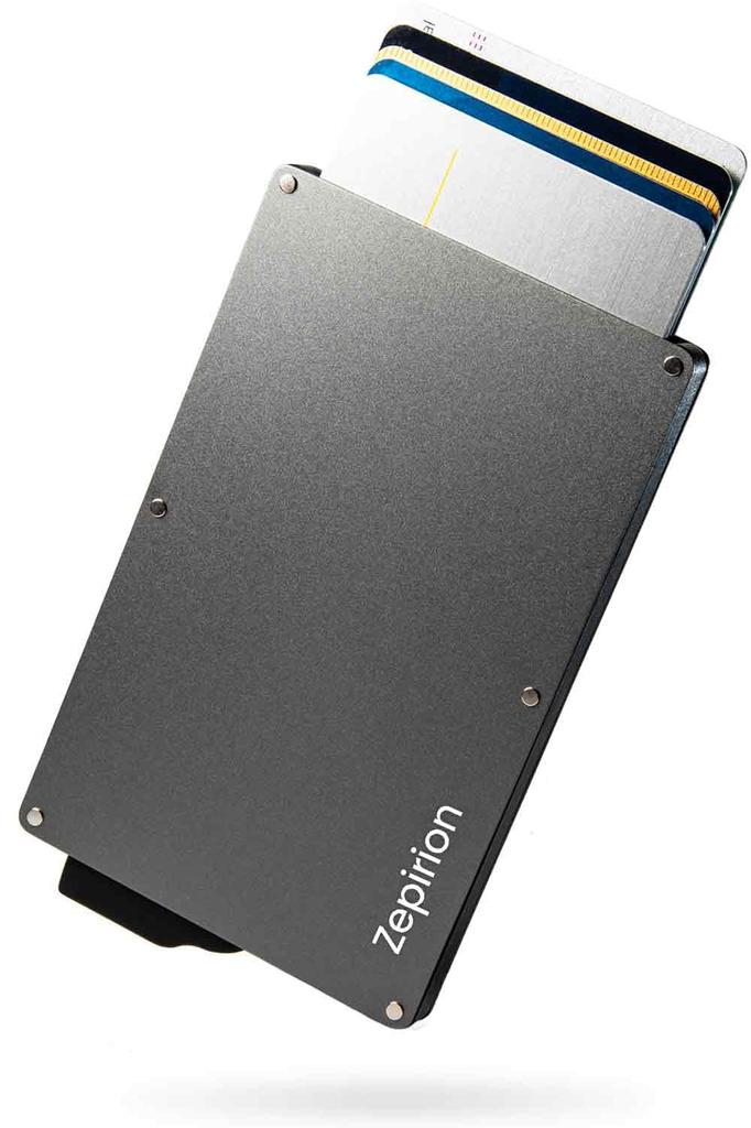 Credit Card Case Sliding Slim with Money Clip Aluminum Space Gray [zepirion] Anti-Skimming Anti-Magnetic