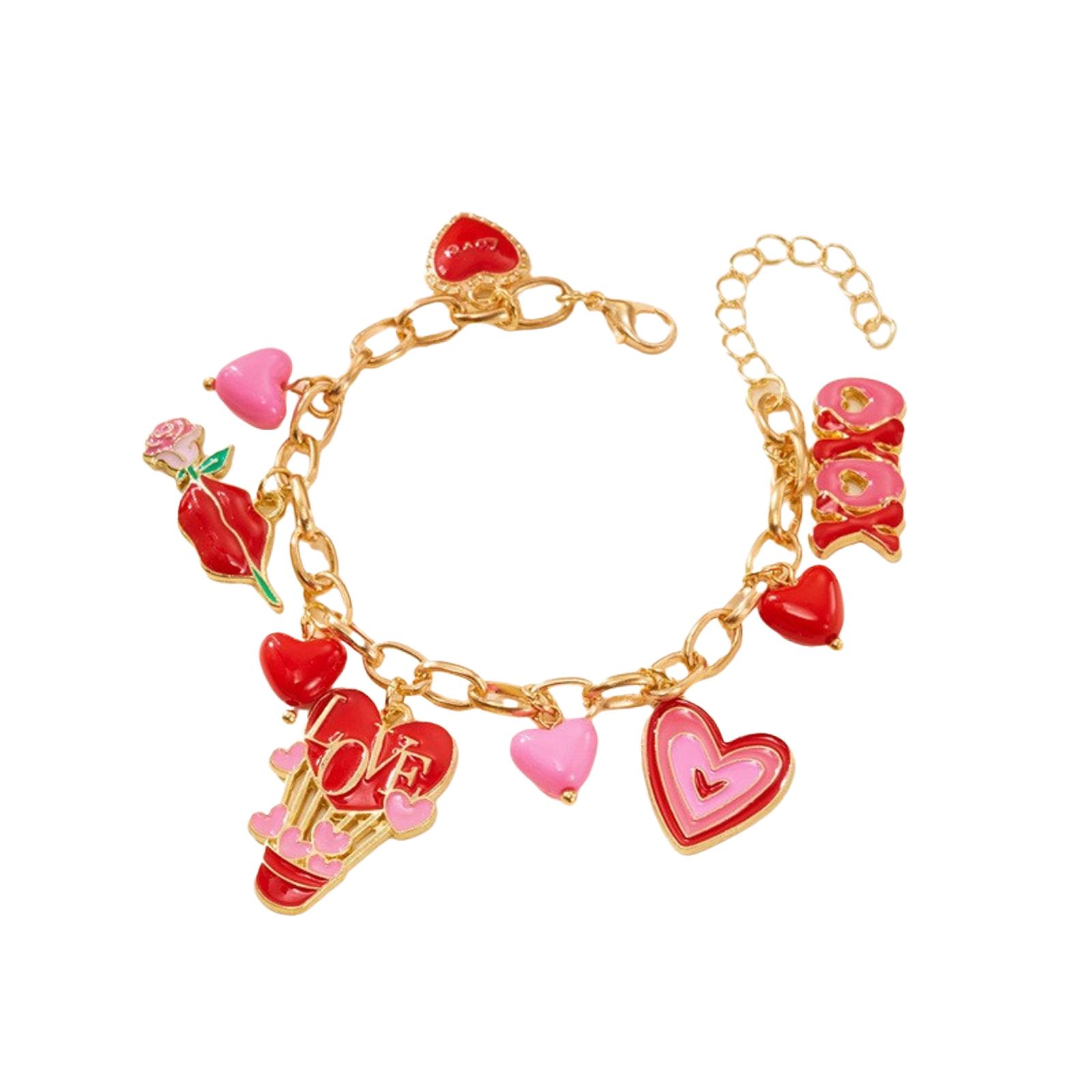 

Valentine s Day Bracelet Alloy Handmade Peach Heart Love Pendant Bracelet 1 Pc One Size красный