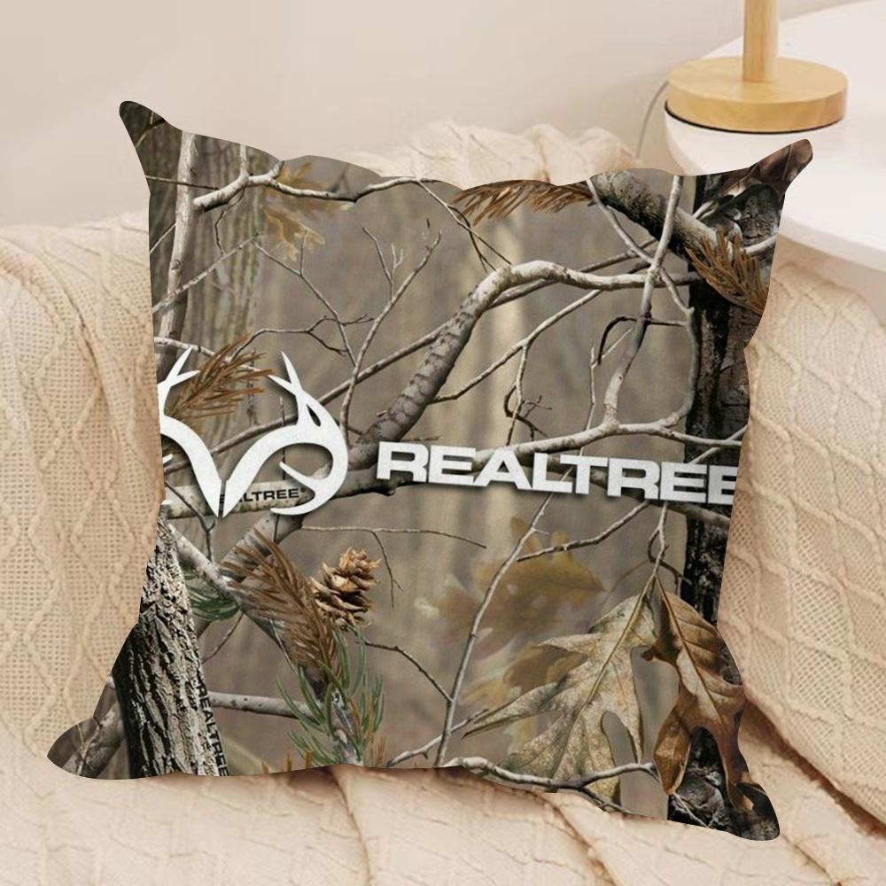 Cool R-Realtree Cushion Cover Silky Short Plush Double-Sided Printed Pillow Case for Sofa All Seasons Home Decor Gift