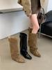 Atmosphere Stacking Boots Short Pleated ss Niche Design Pants High Boots Women