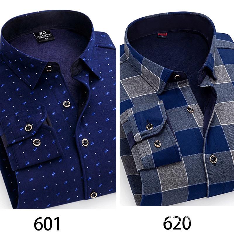 2024 Herren Kariertes Langarm Dickes Warmes Hemd für Herbst und Winter