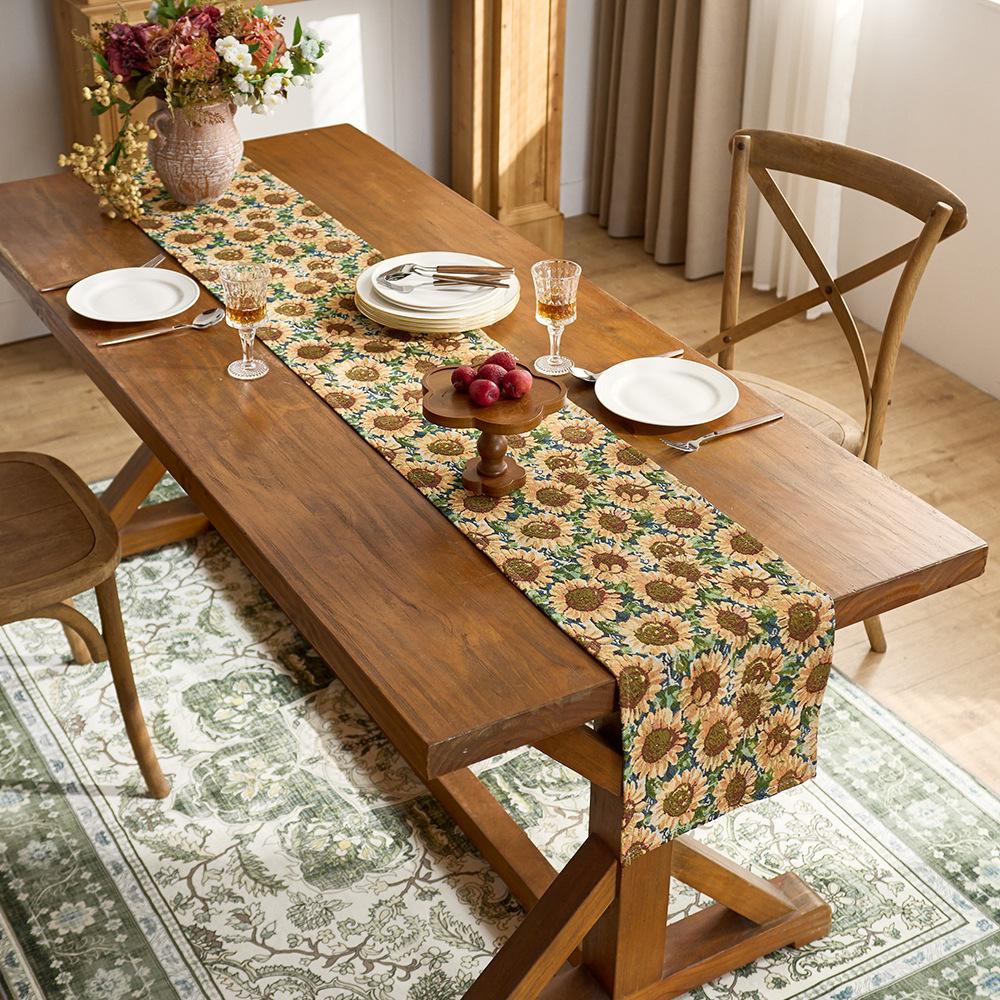 Retro Tablecloth Jacquard Premium Dining Table Cover Towel Round Table Coffee Table Rectangular Tablecloth Household Pastoral Cover