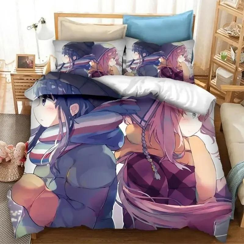 3D Print  Anime Yuru Camp Bedding Set Printed Duvet Cover Pillowcase Single Double Queen Super King Size Sets