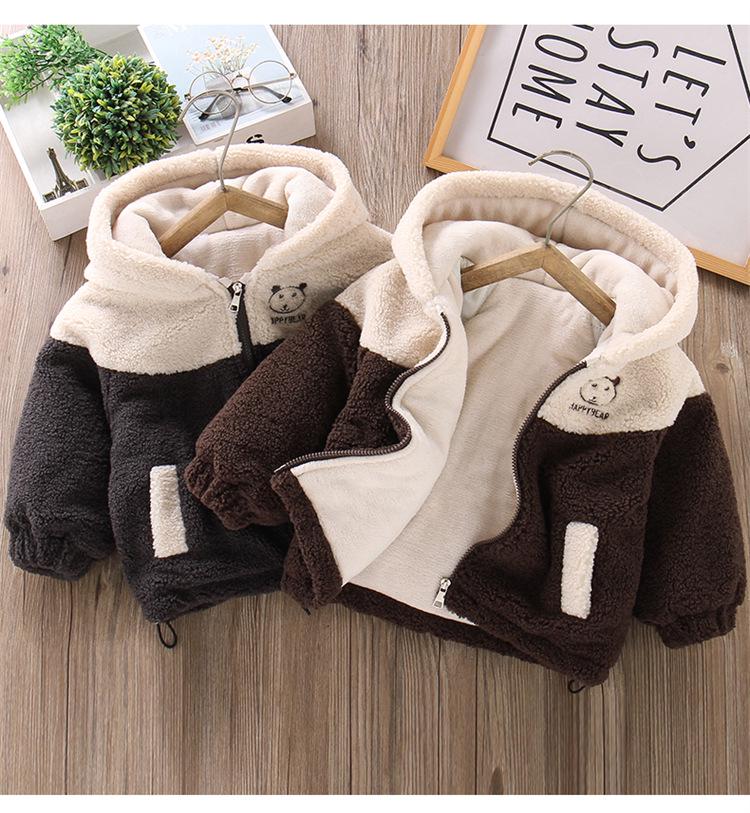 Boys' Cartoon Fleece Sweater with Velvet, Winter Three-Layer Quilted Jacket