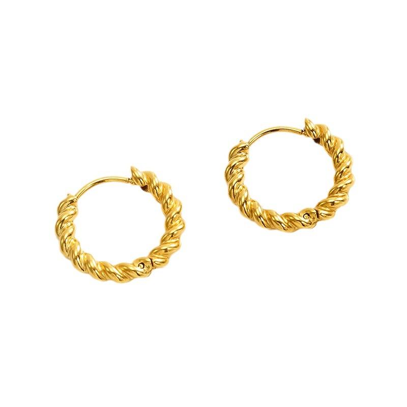 2026 Gold-plated Earrings Women's Fashion Commuting Simple Exquisite Twist Round Earrings Earbuckle Jewelry